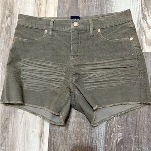 GAP Women's Corduroy Shorts 4" Raw Edge Hem Cut Off‎ Vetiver Size 6